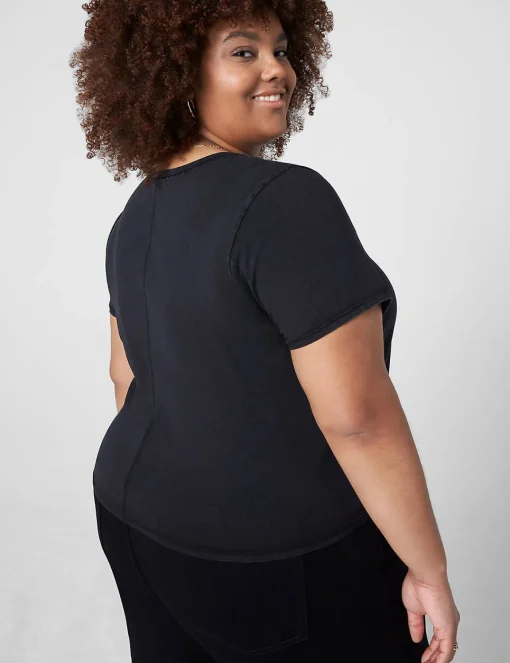 Knit Tops^Lane Bryant Crop Crew-Neck Washed Tee Black