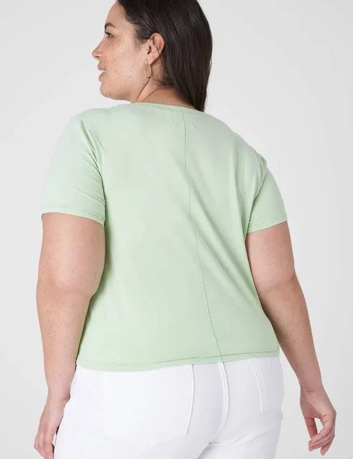 Knit Tops^Lane Bryant Crop Crew-Neck Washed Tee Pastel Green