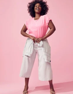 Knit Tops^Lane Bryant Crop Crew-Neck Washed Tee Sugar Plum