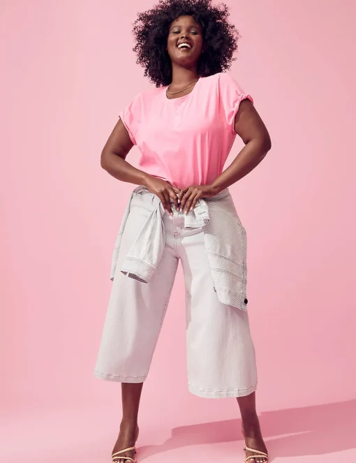 Knit Tops^Lane Bryant Crop Crew-Neck Washed Tee Sugar Plum