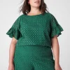 Shirts & Blouses^Lane Bryant Crop Short-Sleeve Eyelet Top Hunter Green