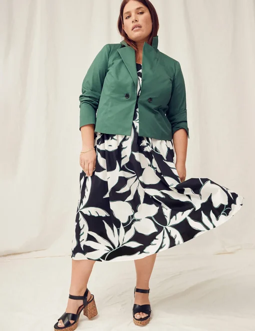Blazers^Lane Bryant Cropped Blazer Hunter Green