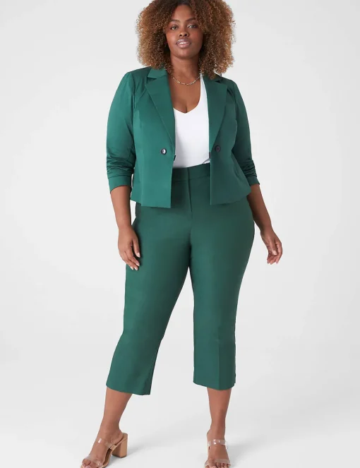 Blazers^Lane Bryant Cropped Blazer Hunter Green