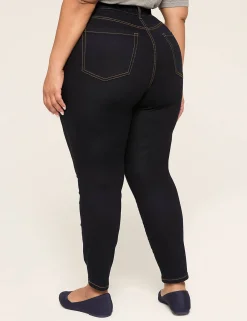 Curvy Fit^Lane Bryant Curvy Fit High-Rise Sateen Skinny Jean Dark Denim