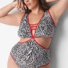 Bodysuits & Playsuits^Lane Bryant Deep V-Neck Thong Bodysuit Wild Animal Black