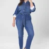 Straight Leg^Lane Bryant Denim Straight Leg Jumpsuit Dark Denim