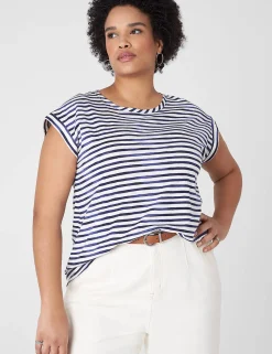 The Tee Shop^Lane Bryant Dolman Cap-Sleeve Crew-Neck Tee Multi Stripe
