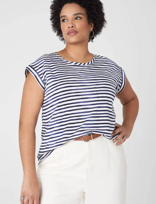The Tee Shop^Lane Bryant Dolman Cap-Sleeve Crew-Neck Tee Multi Stripe