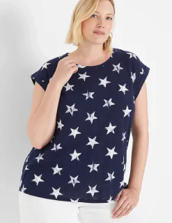 Shirts & Blouses^Lane Bryant Dolman Cap-Sleeve Crew-Neck Tee Star