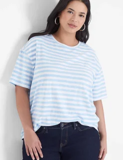 Knit Tops^Lane Bryant Dolman Short-Sleeve Crew-Neck Tee Swiss Stripe