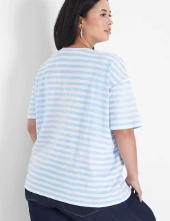 Knit Tops^Lane Bryant Dolman Short-Sleeve Crew-Neck Tee Swiss Stripe