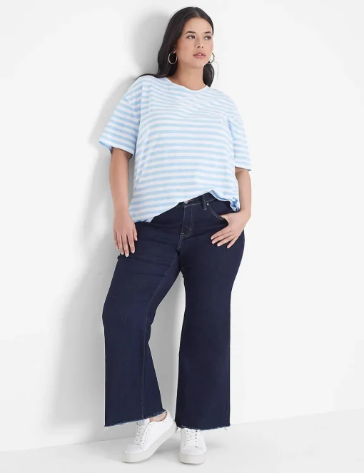 Knit Tops^Lane Bryant Dolman Short-Sleeve Crew-Neck Tee Swiss Stripe