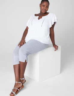 Knit Tops^Lane Bryant Double Flutter-Sleeve Linen Tee White