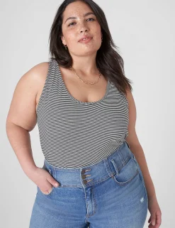 Knit Tops^Lane Bryant Double Scoop Tank Stripe