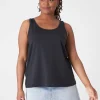 Knit Tops^Lane Bryant Double Scoop Tank Black
