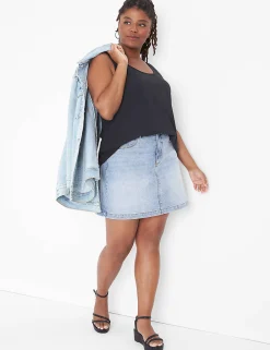 Knit Tops^Lane Bryant Double Scoop Tank Black