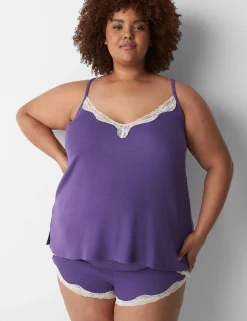 Sleep Separates^Lane Bryant Drapey Rib Sleep Cheeky Shortie Gentian Violet