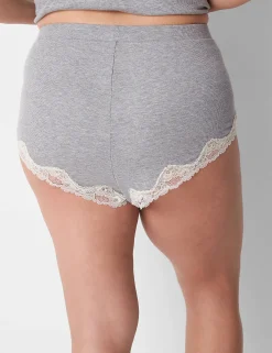 Sleep Separates^Lane Bryant Drapey Rib Sleep Cheeky Shortie Light Heather Gray