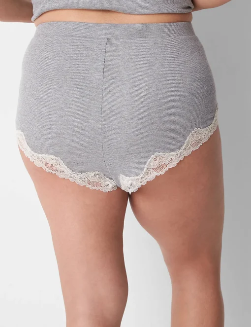 Sleep Separates^Lane Bryant Drapey Rib Sleep Cheeky Shortie Light Heather Gray