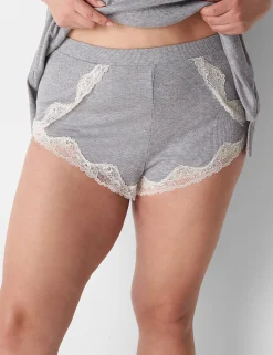 Sleep Separates^Lane Bryant Drapey Rib Sleep Cheeky Shortie Light Heather Gray