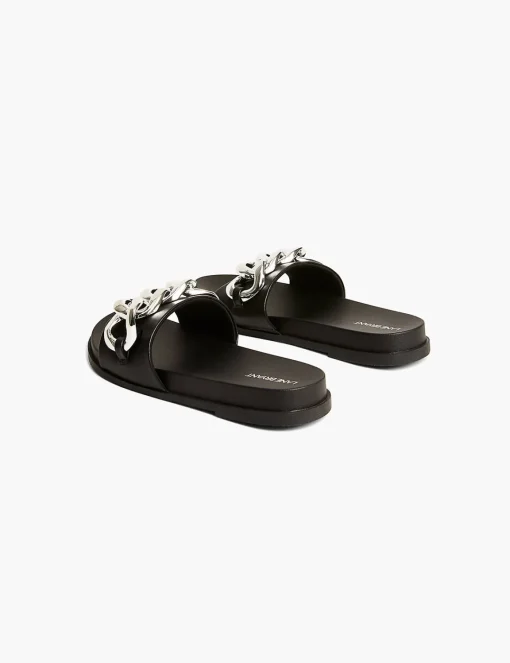 Sandals & Espadrilles^Lane Bryant Dream Cloud Chain Slide Black
