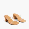 Sandals & Espadrilles^Lane Bryant Dream Cloud Clear Double-Band Low Block Heel Tan