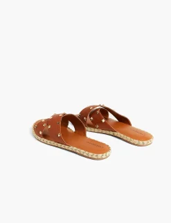 Sandals & Espadrilles^Lane Bryant Dream Cloud Cross-Front Studded Espadrille Slide Palomino Tan