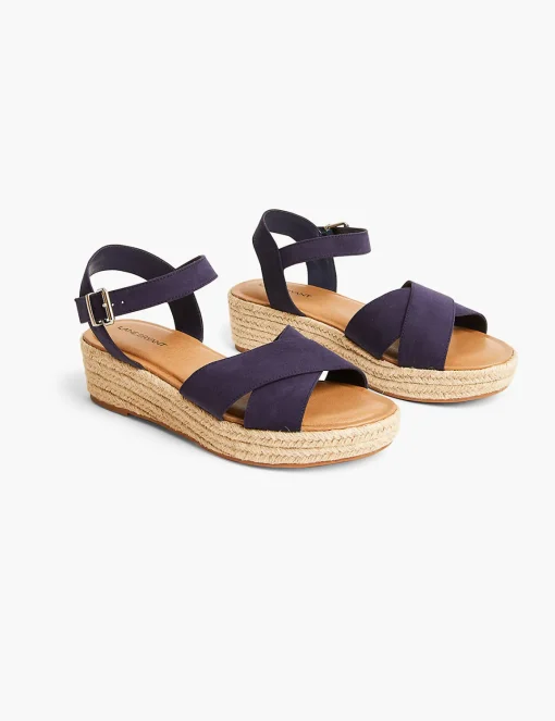 Sandals & Espadrilles^Lane Bryant Dream Cloud Faux-Suede Cross-Band Espadrille Wedge New Navy