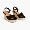 Heels^Lane Bryant Dream Cloud Knot-Front Platform Espadrille Wedge Black