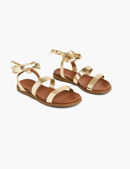 Sandals & Espadrilles^Lane Bryant Dream Cloud Lace-Up Sandals Gold