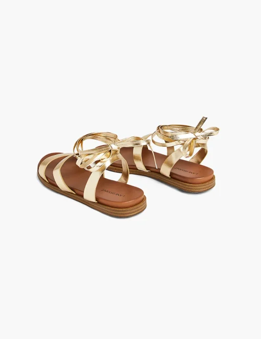 Sandals & Espadrilles^Lane Bryant Dream Cloud Lace-Up Sandals Gold