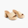 Heels^Lane Bryant Dream Cloud Raffia-Side Platform Block Heel Tan