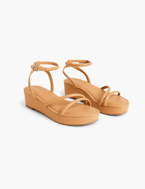 Heels^Lane Bryant Dream Cloud Strappy Wedge Cognac
