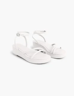 Heels^Lane Bryant Dream Cloud Strappy Wedge Ivory Rose