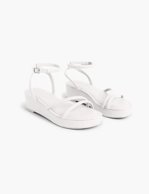 Heels^Lane Bryant Dream Cloud Strappy Wedge Ivory Rose