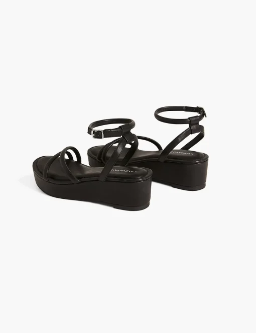 Heels^Lane Bryant Dream Cloud Strappy Wedge Black