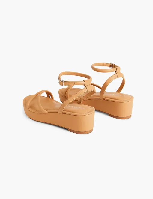 Heels^Lane Bryant Dream Cloud Strappy Wedge Cognac