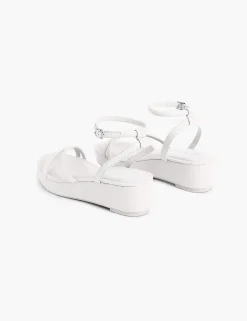 Heels^Lane Bryant Dream Cloud Strappy Wedge Ivory Rose