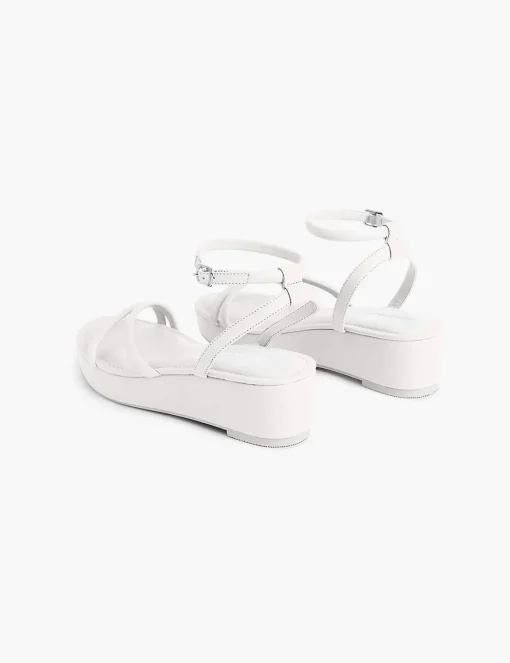 Heels^Lane Bryant Dream Cloud Strappy Wedge Ivory Rose