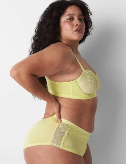 Sexy Bras^Lane Bryant Embroidered Unlined Straight Balconette Bra Sunny Lime