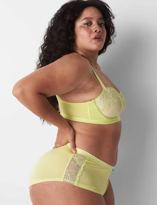 Sexy Bras^Lane Bryant Embroidered Unlined Straight Balconette Bra Sunny Lime
