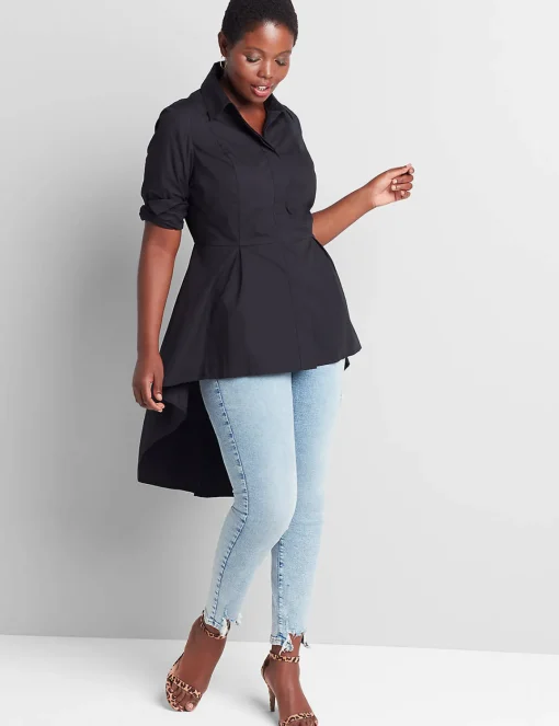 Shirts & Blouses^Lane Bryant Extreme Peplum Tunic Black