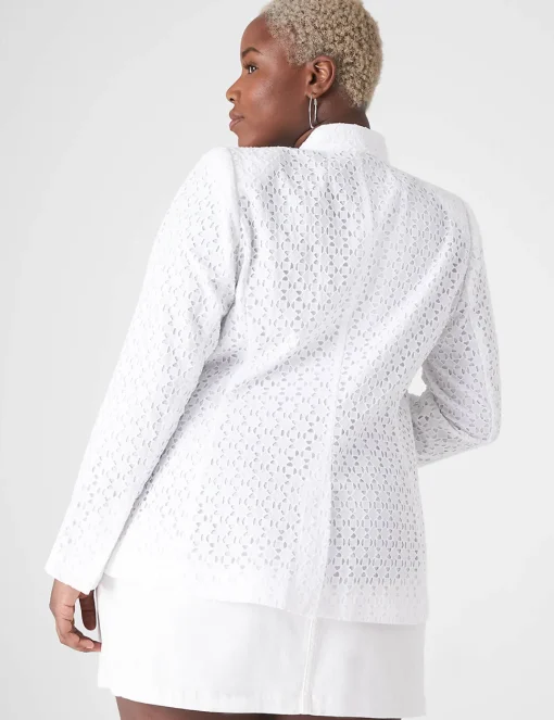 Blazers^Lane Bryant Eyelet Blazer White