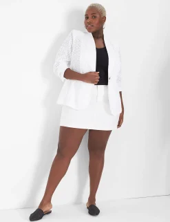 Blazers^Lane Bryant Eyelet Blazer White
