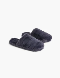 Sleep Separates^Lane Bryant Faux-Fur Slippers Night Sky
