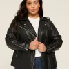 Jackets^Lane Bryant Faux-Leather Moto Jacket Black