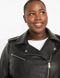 Jackets^Lane Bryant Faux-Leather Moto Jacket Black