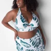 Swim Bottoms^Lane Bryant Faux-Wrap Swim Skirt White Palm Leaves
