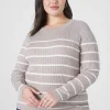 Sweaters^Lane Bryant Fitted Crew-Neck Sweater Brown Stripe