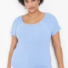 Knit Tops^Lane Bryant Fitted Crop Cap-Sleeve Top Hydrangea